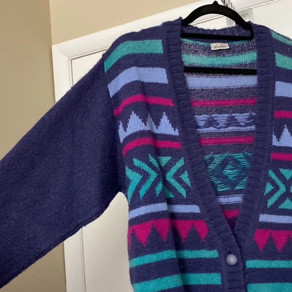 Vintage Basler Geometric Cardigan Sweater Size 40 - Picture 3 of 7